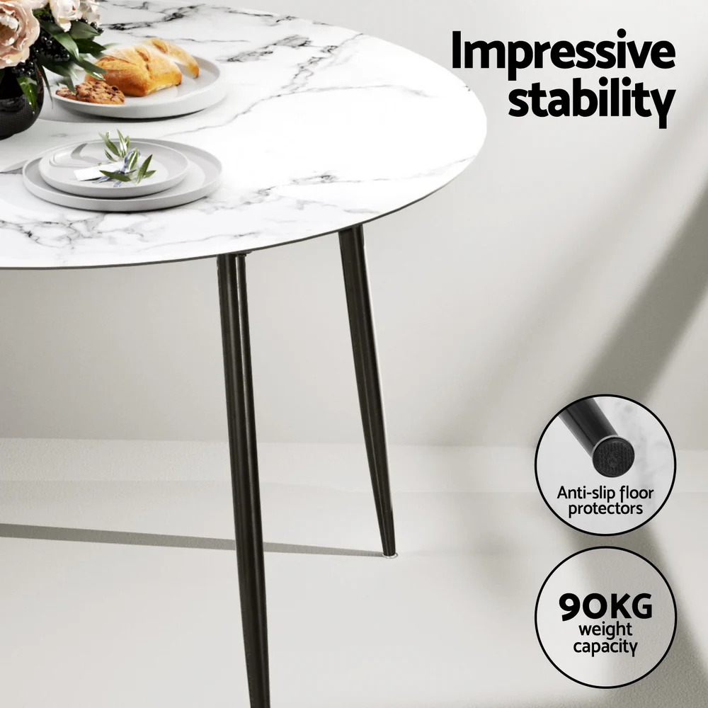 1 Artiss Dining Table and 4 Chairs Set Marble Black - Image 5