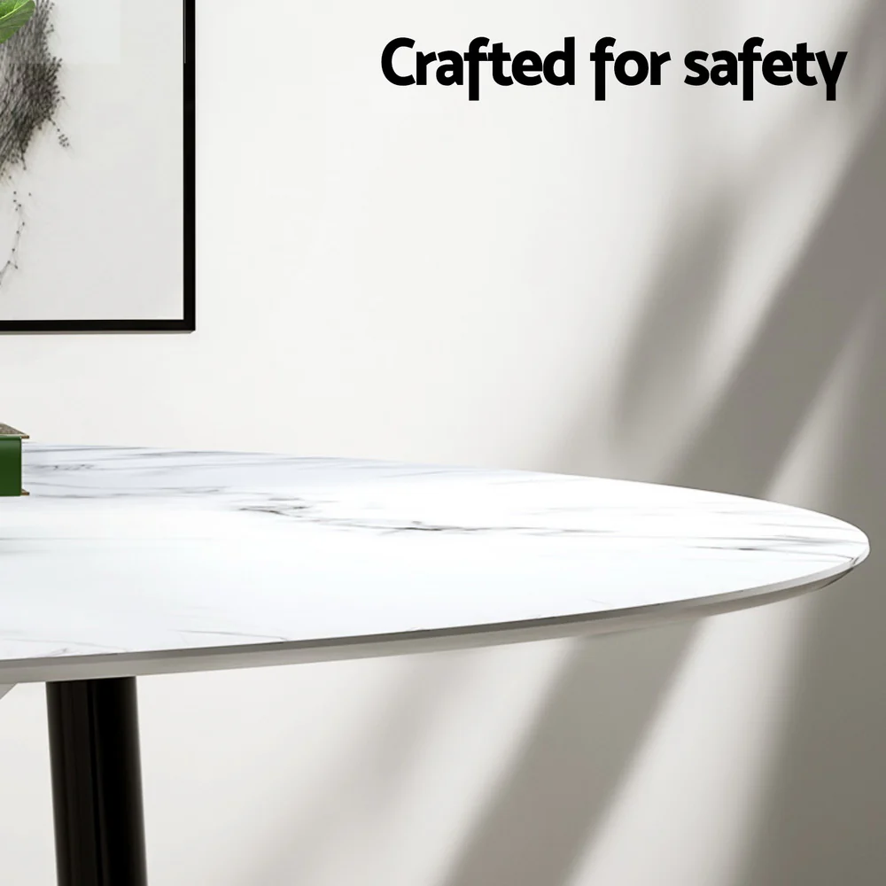 1 Artiss Dining Table and 4 Chairs Set Marble Grey - Image 4