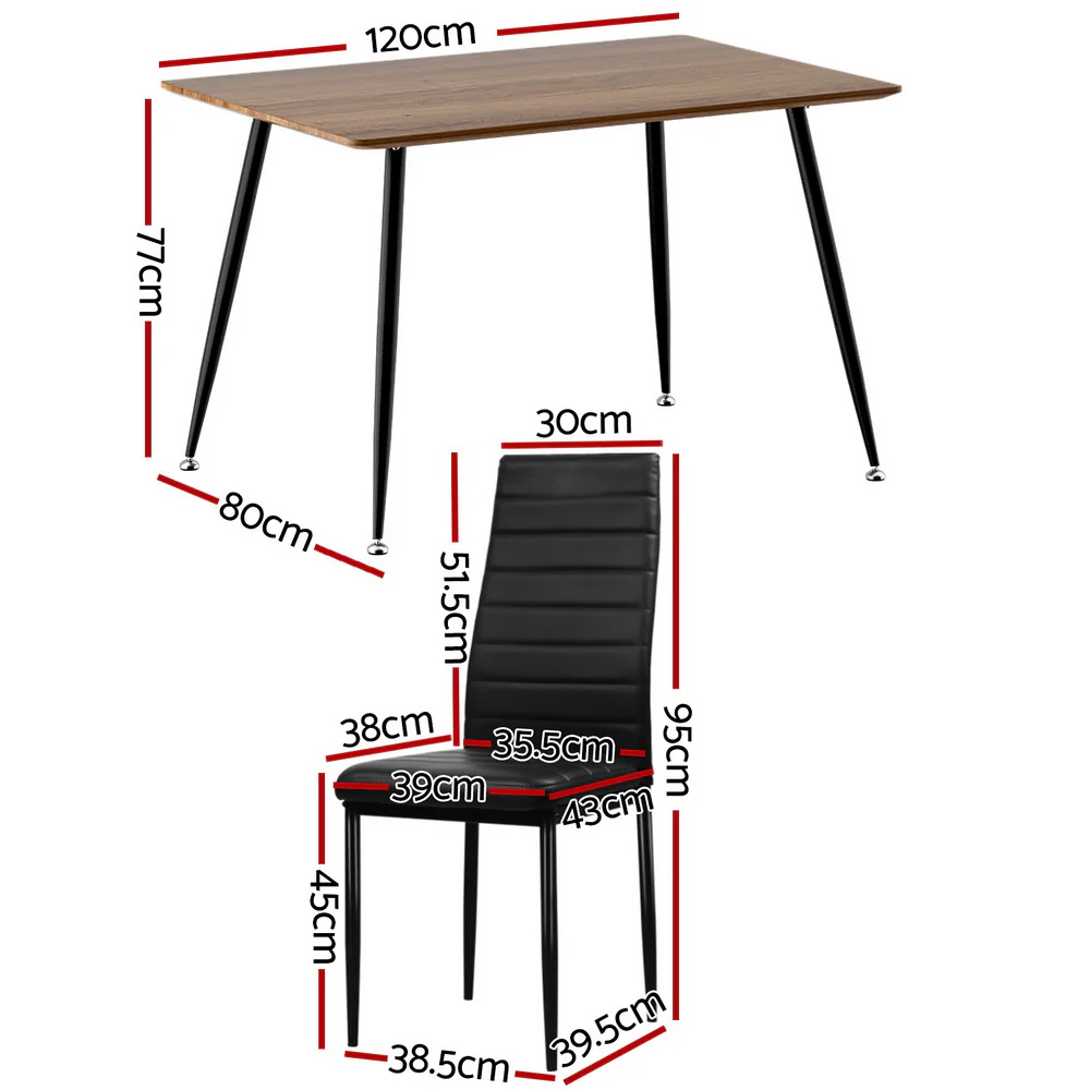 1 Artiss Dining Table and 4 Chairs Set Rectangle Metal - Image 2