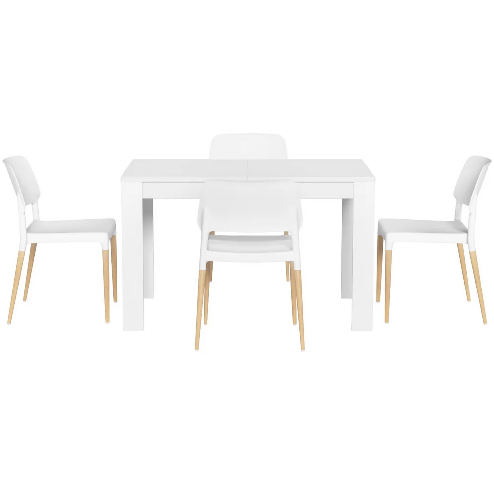 1 Artiss Dining Table and 4 Chairs Set White - Image 3