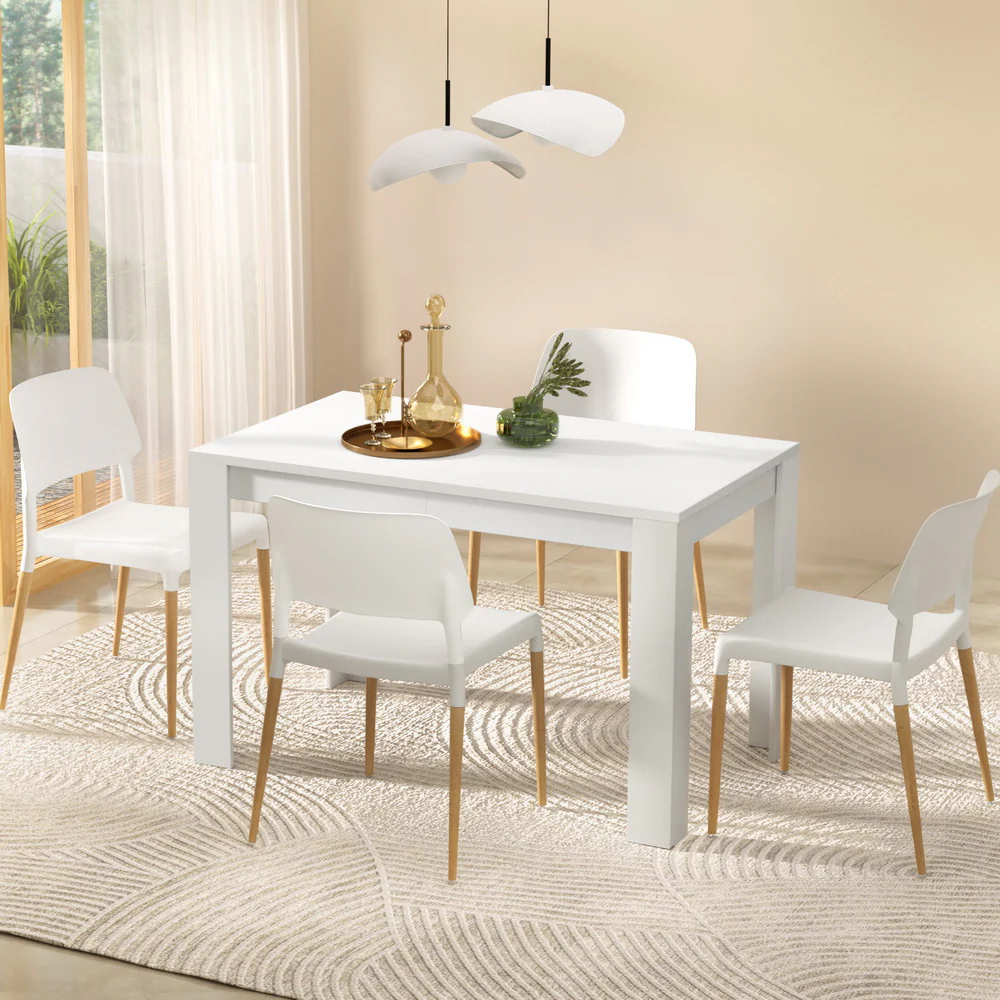 1 Artiss Dining Table and 4 Chairs Set White - Image 7