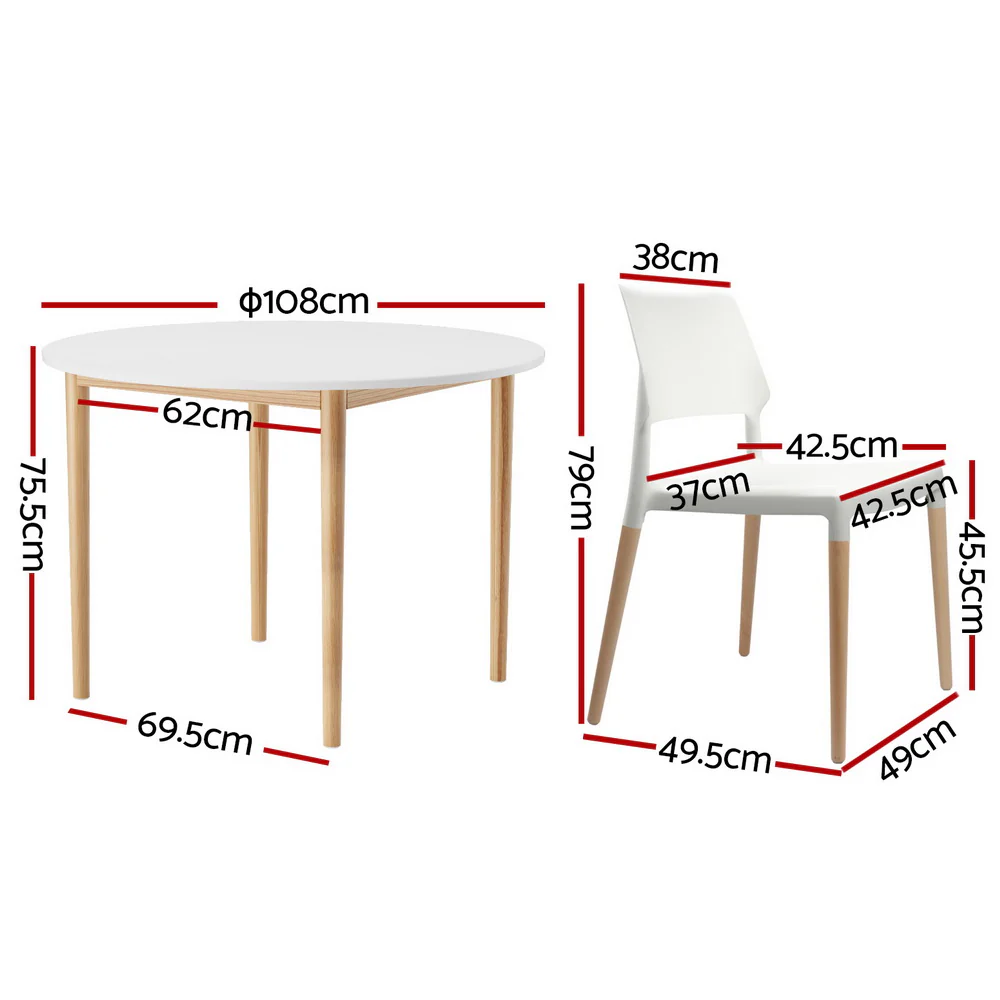 1 Artiss Dining Table and 4 Chairs Set - Image 2