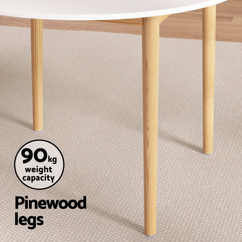 1 Artiss Dining Table and 4 Chairs Set Wishbone Wood - Image 5