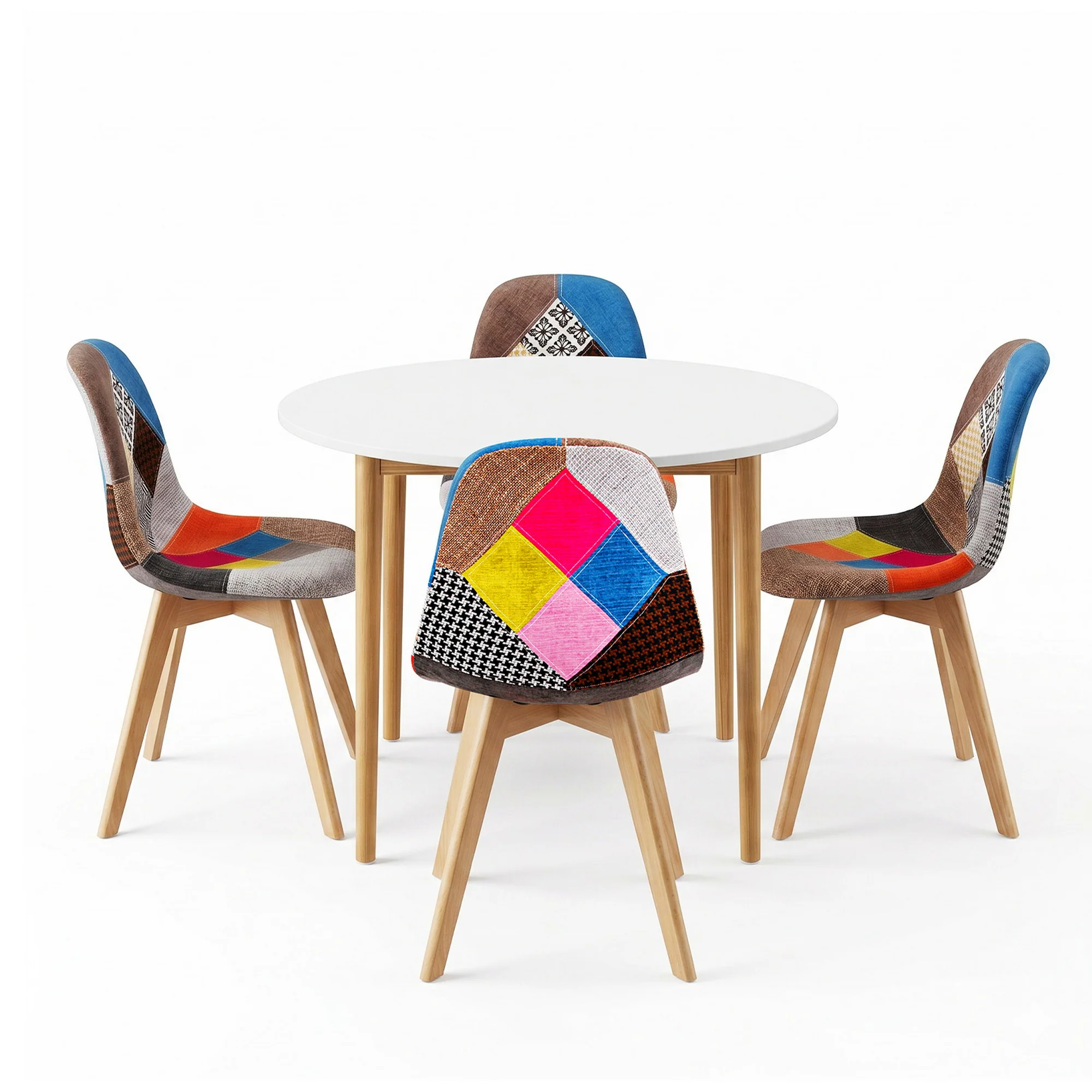 1 Artiss Dining Table and 4 Fabric Eiffel Chairs Set White - Image 4