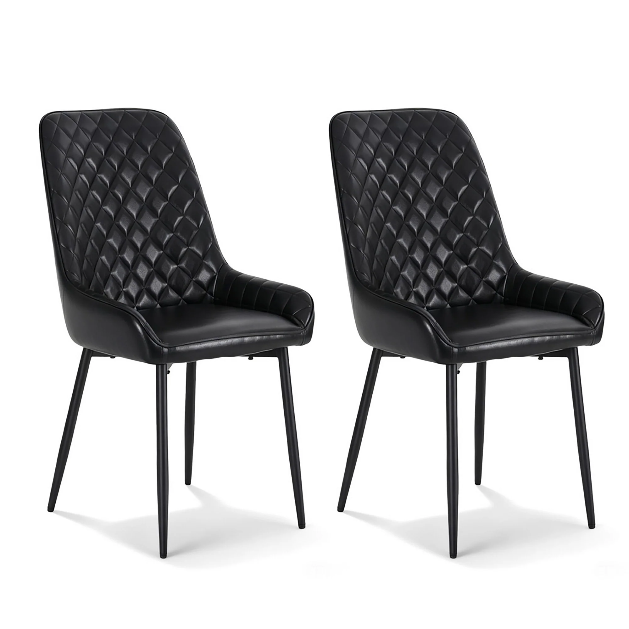 1 Set of 2 Artiss Dining Chairs PU Leather Black
