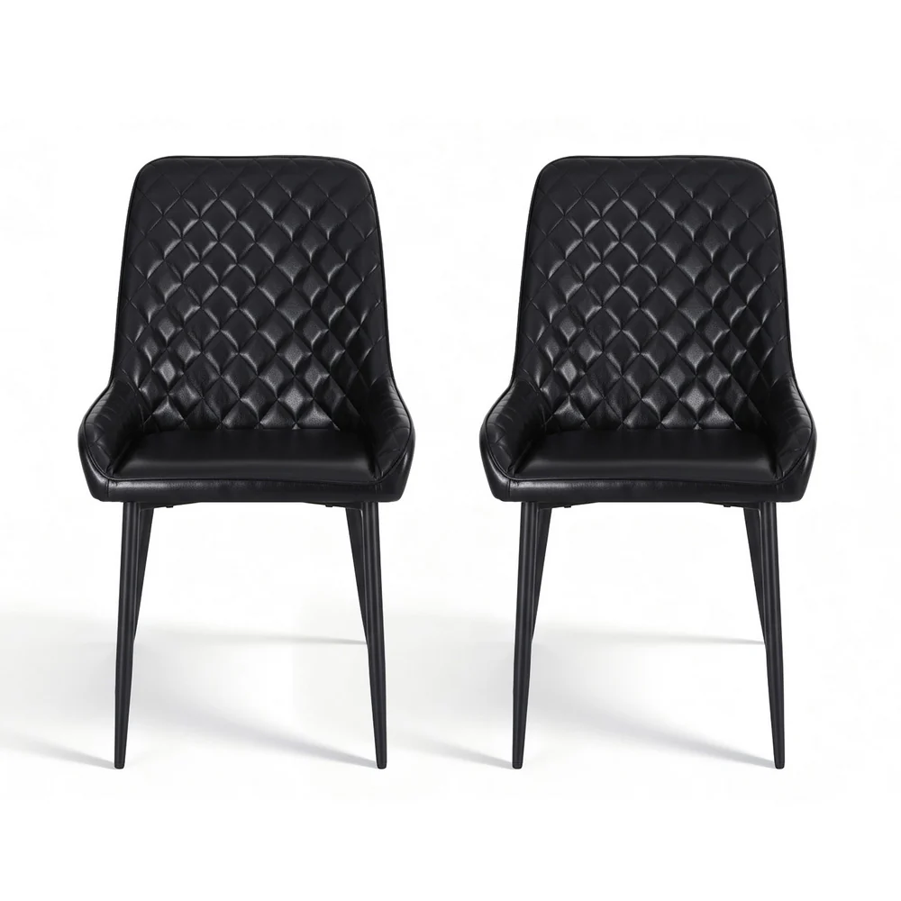 1 Set of 2 Artiss Dining Chairs PU Leather Black - Image 3