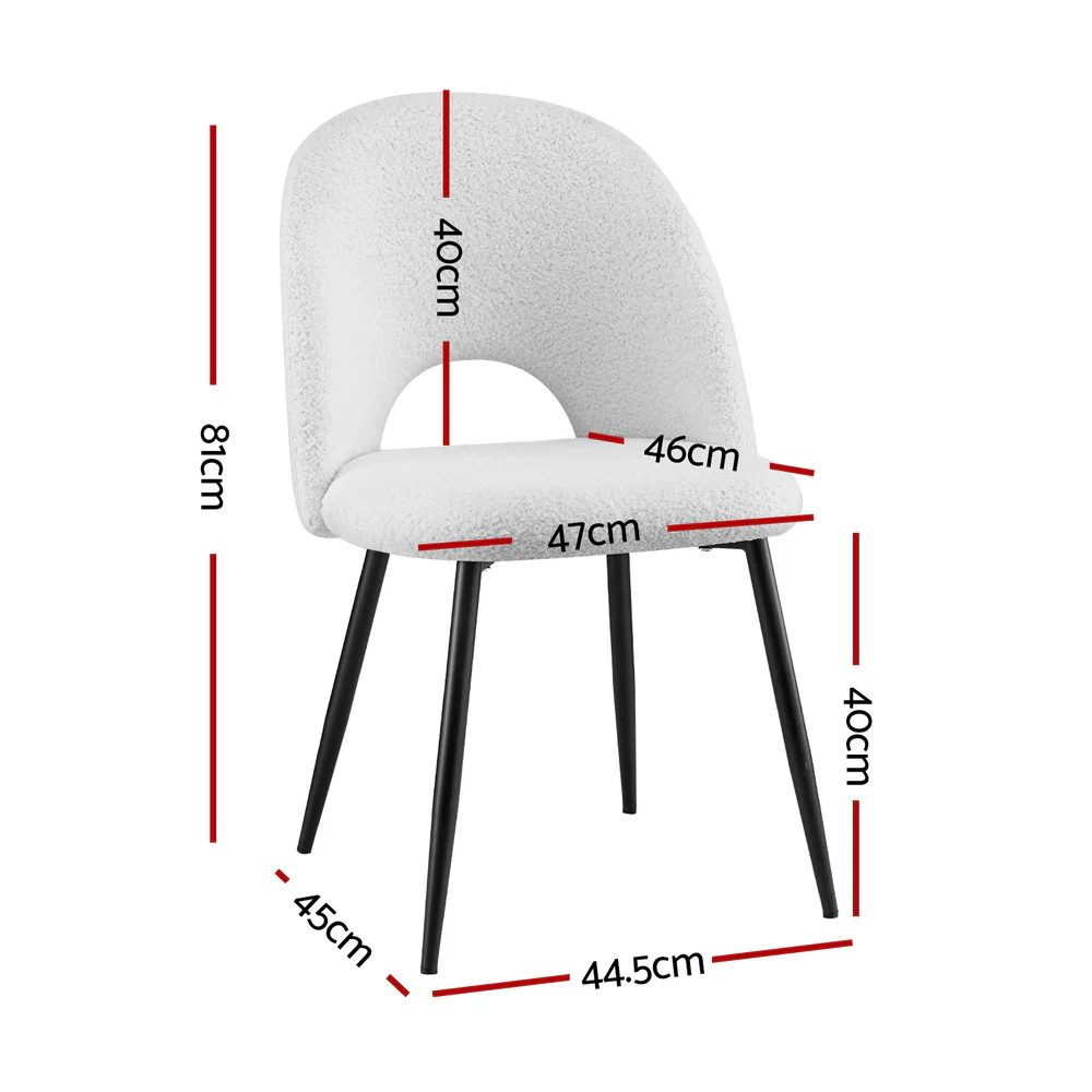 1 Set of 4 Artiss Dining Chair Boucle Sherpa - Image 2