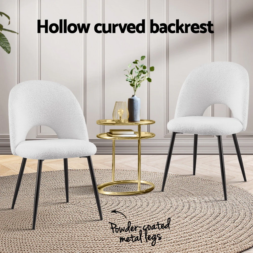 1 Set of 4 Artiss Dining Chair Boucle Sherpa - Image 4