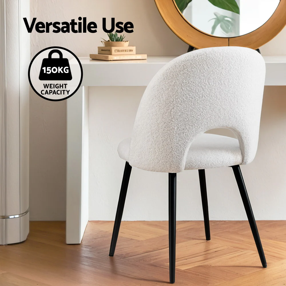 1 Set of 4 Artiss Dining Chair Boucle Sherpa - Image 6