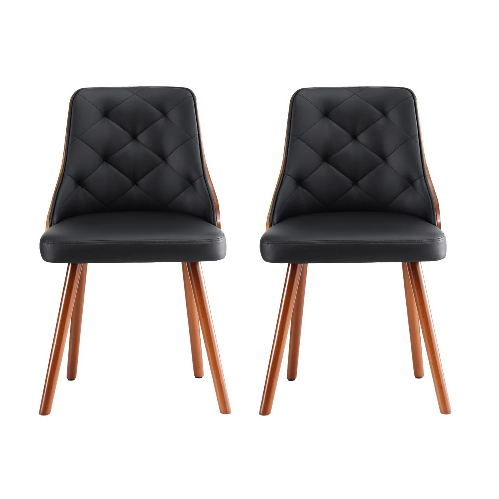 1 Set of 4 Artiss Dining Chairs Black PU - Image 3
