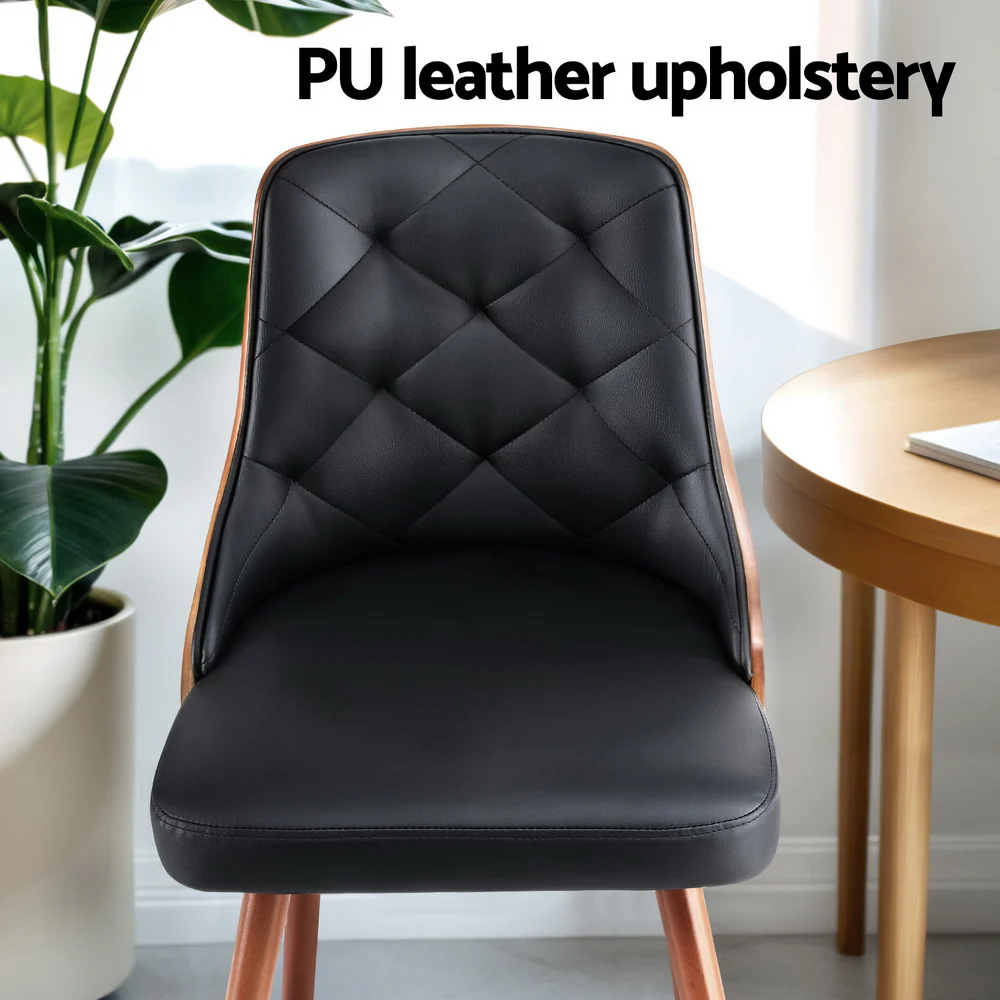 1 Set of 4 Artiss Dining Chairs Black PU - Image 5