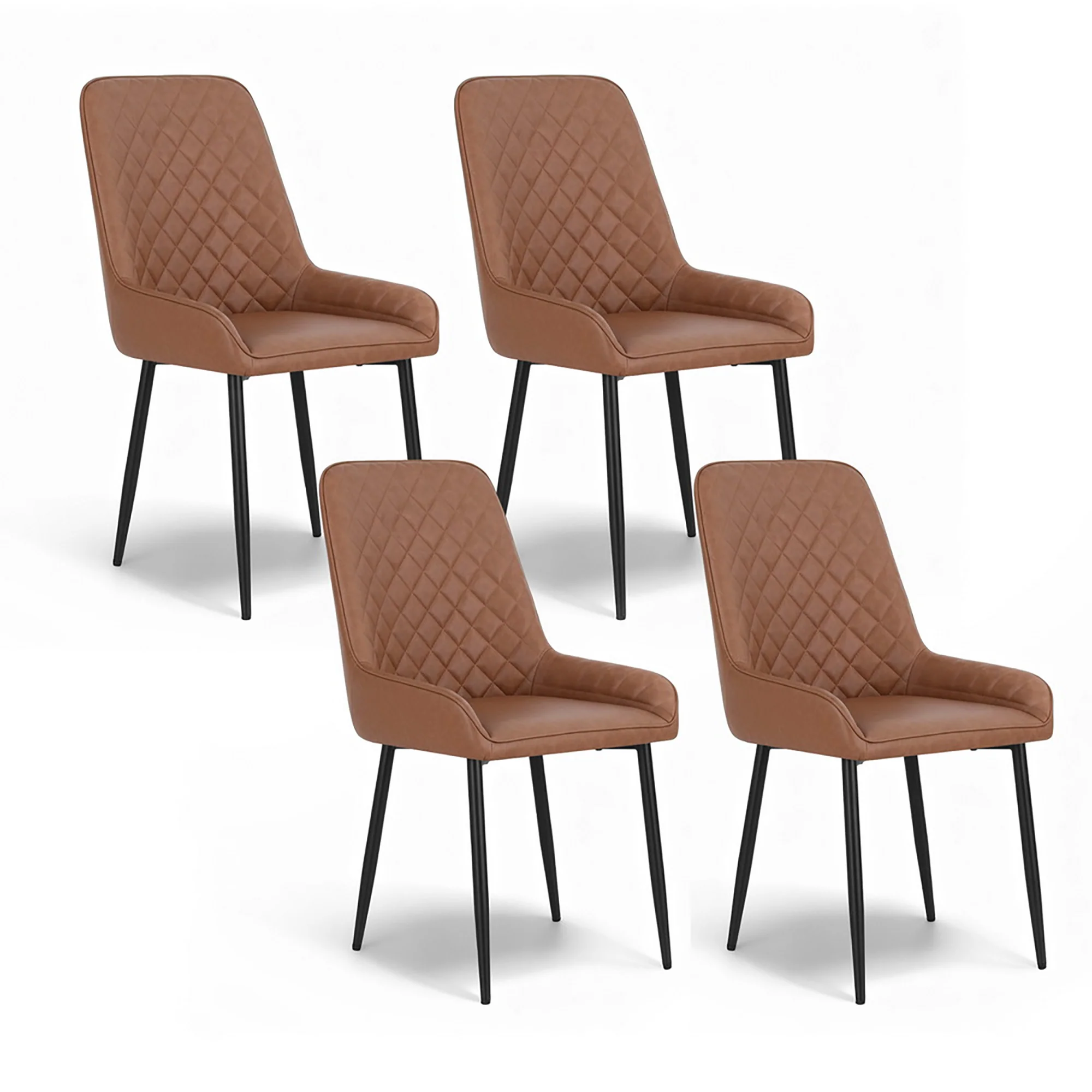 1 Set of 4 Artiss Dining Chairs PU Leather Brown