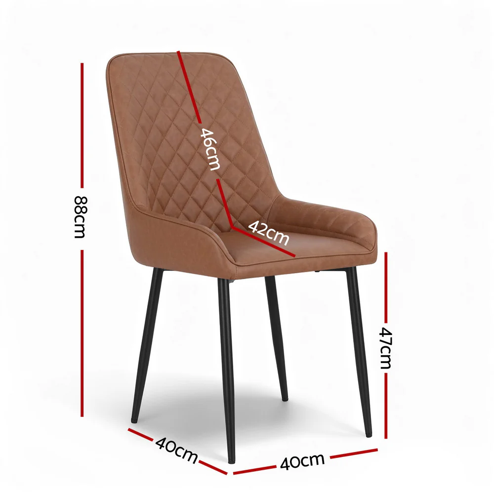 1 Set of 4 Artiss Dining Chairs PU Leather Brown - Image 2