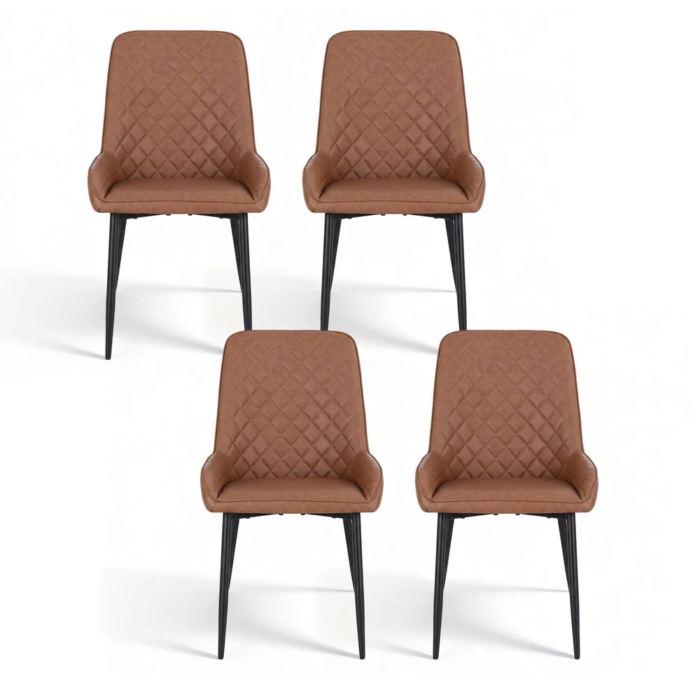 1 Set of 4 Artiss Dining Chairs PU Leather Brown - Image 3