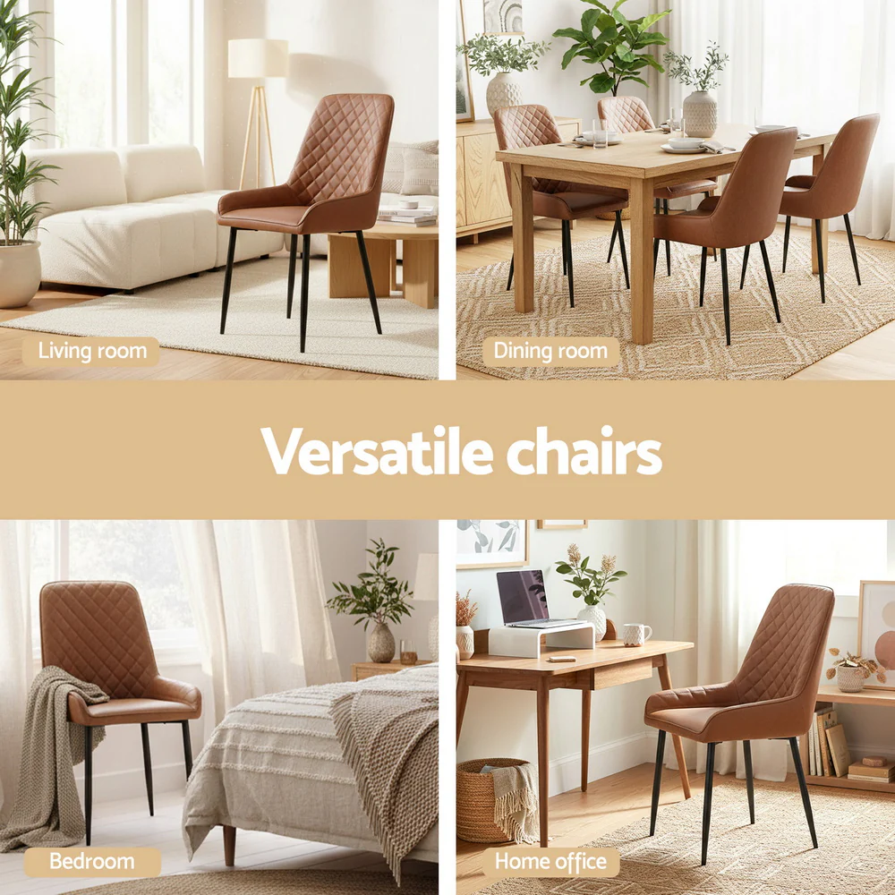 1 Set of 4 Artiss Dining Chairs PU Leather Brown - Image 5