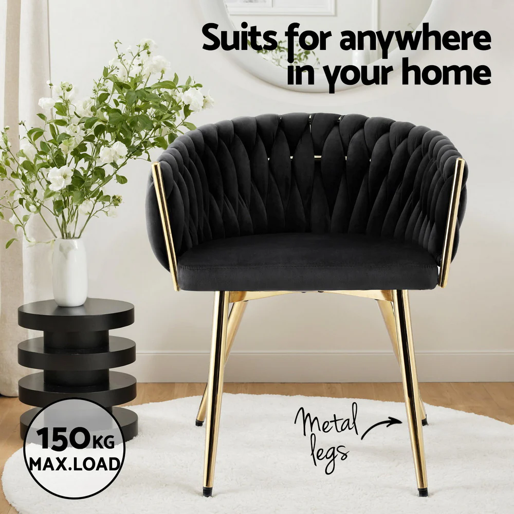 1 Set of 4 Artiss Dining Chairs Velvet Armchair Black - Image 5