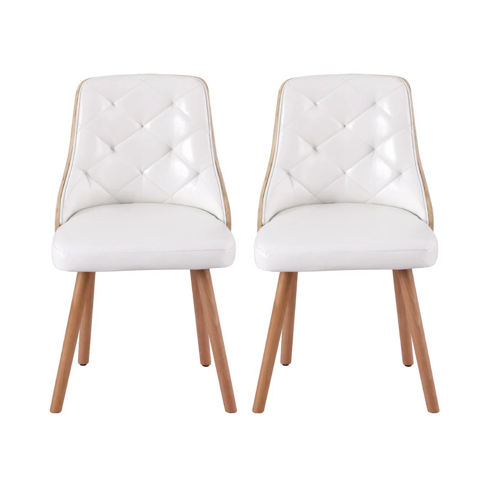 1 Set of 4 Artiss Dining Chairs White PU - Image 3