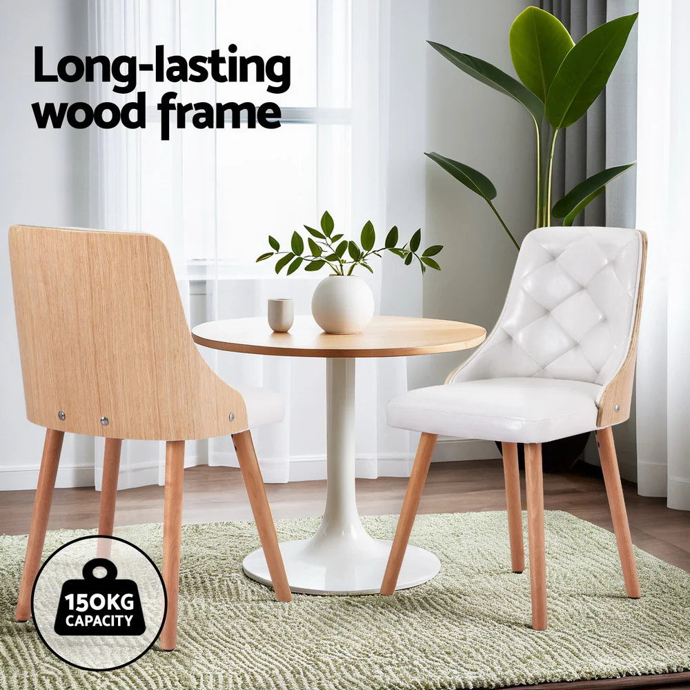1 Set of 4 Artiss Dining Chairs White PU - Image 4