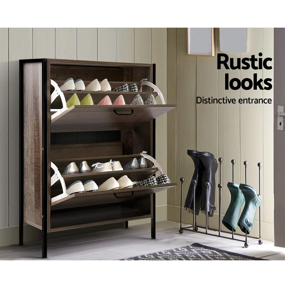 Artiss Shoe Cabinet with 2 Compartments - Wood - Image 5