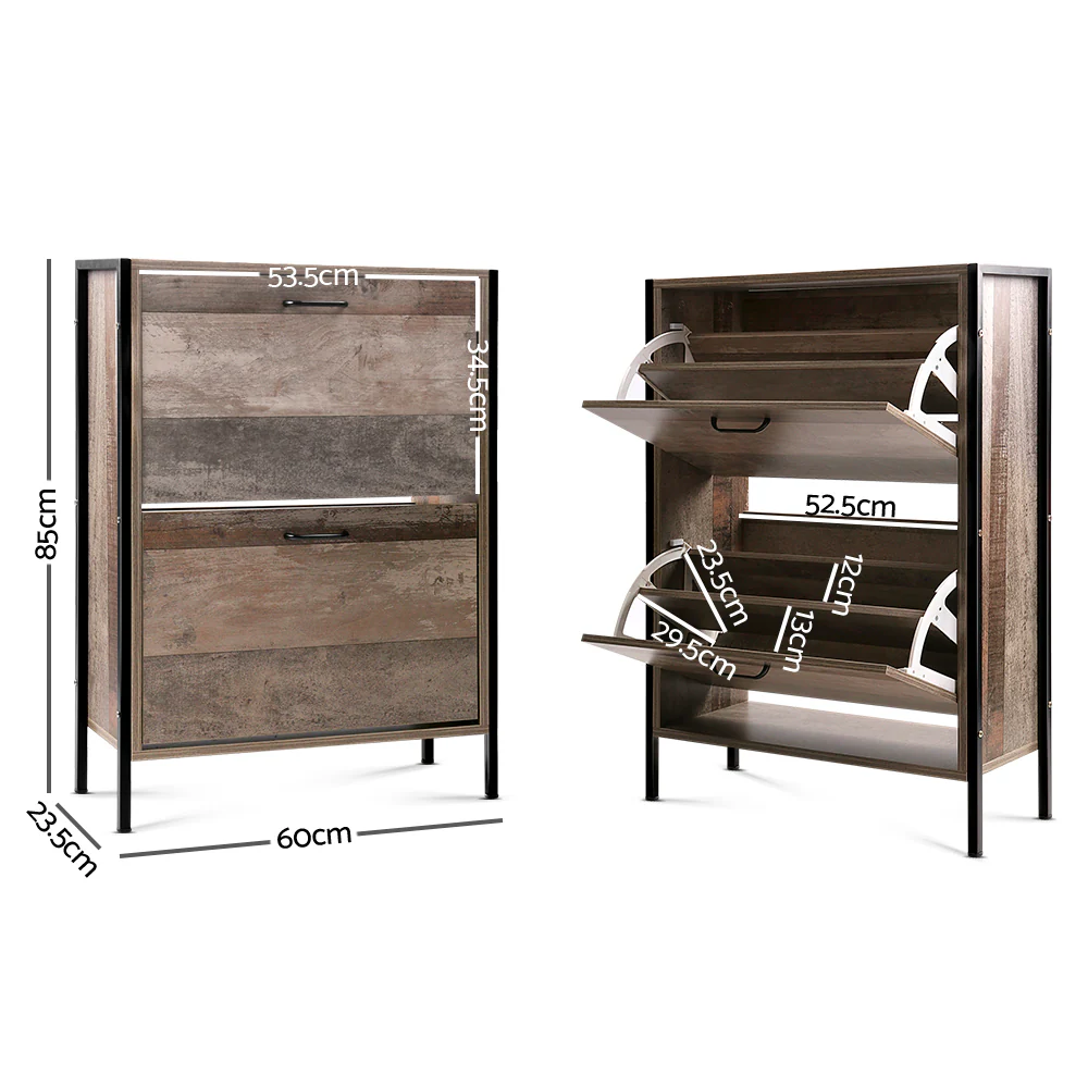 Artiss Shoe Cabinet with 2 Compartments - Wood - Image 8