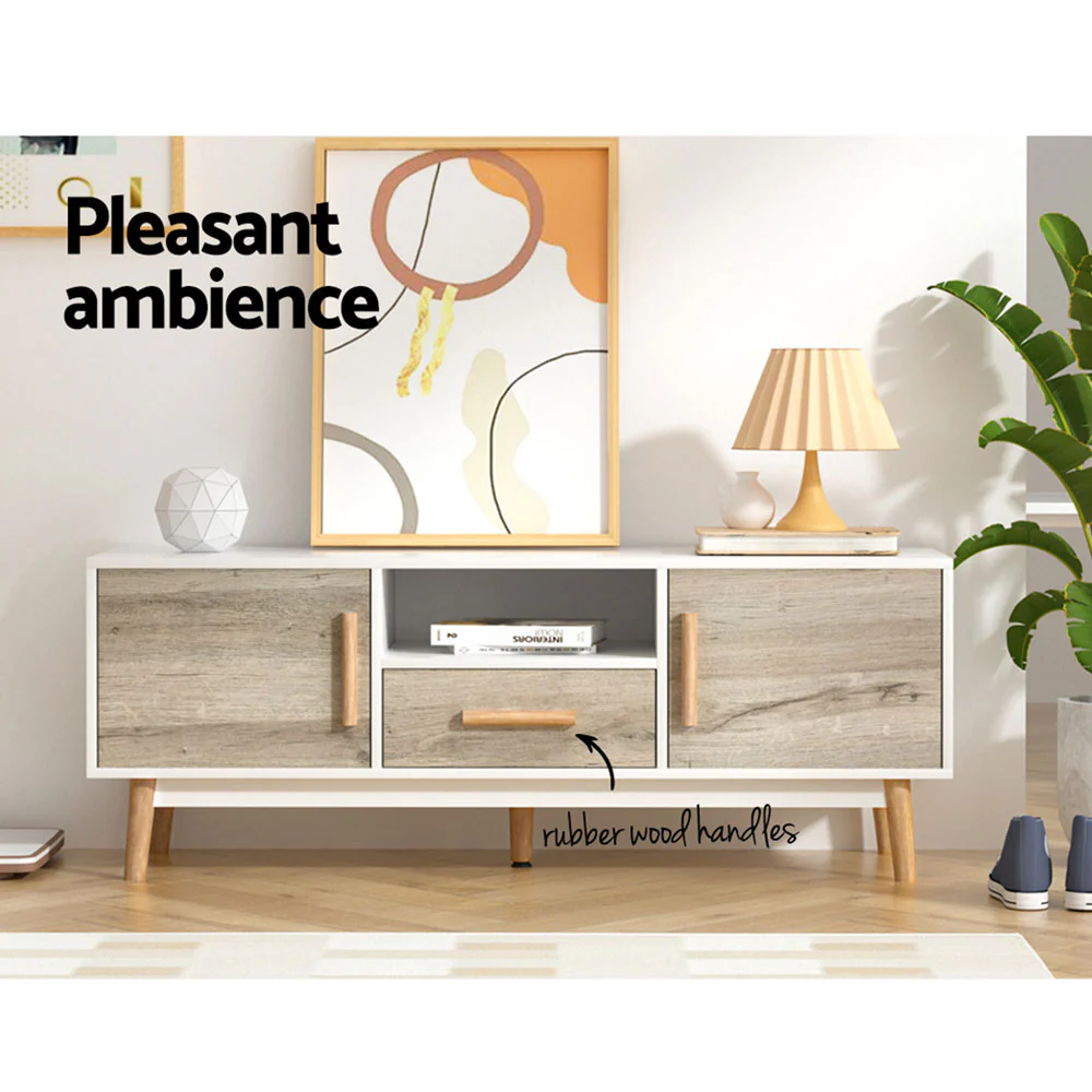 Artiss TV Cabinet Entertainment Unit 120cm Wood White Gino - Image 5
