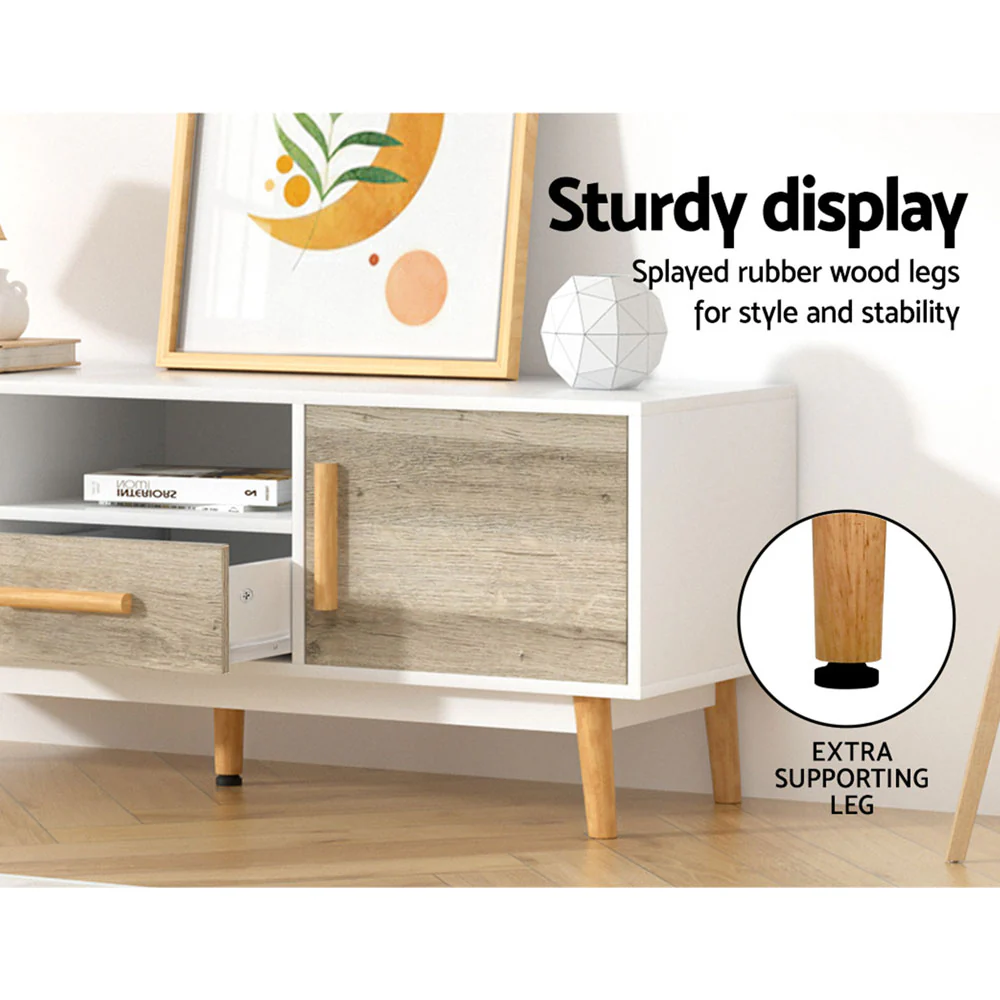 Artiss TV Cabinet Entertainment Unit 120cm Wood White Gino - Image 7