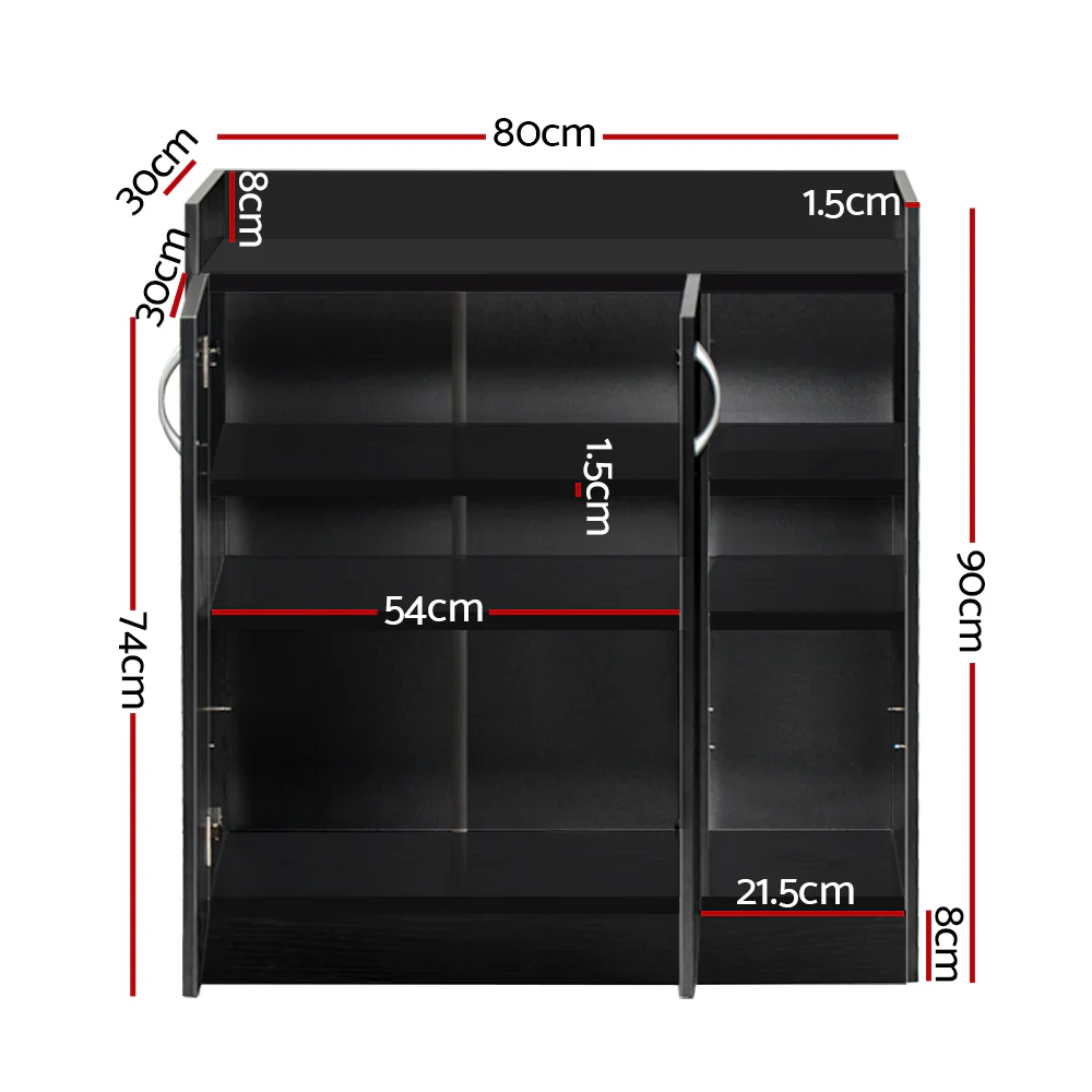 Artiss Shoe Rack Cabinet 21 Pairs Adjustable Shelves Black Clair - Image 3