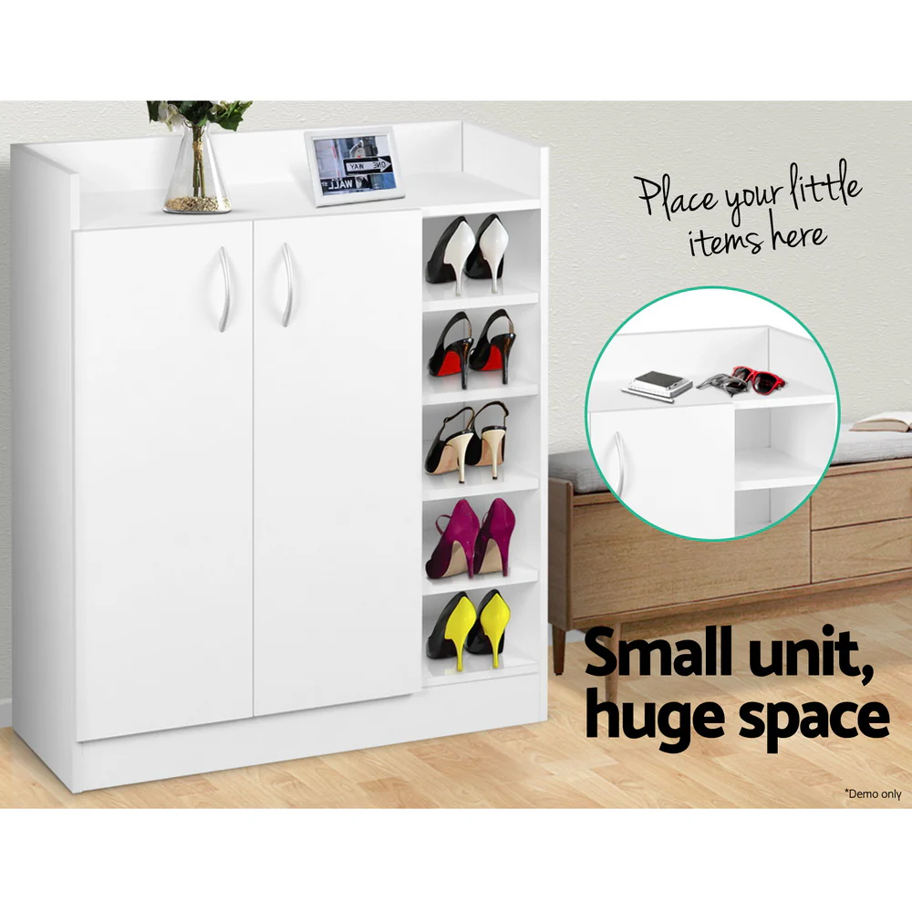 Artiss Shoe Rack Cabinet 21 Pairs Adjustable Shelves White Clair - Image 6