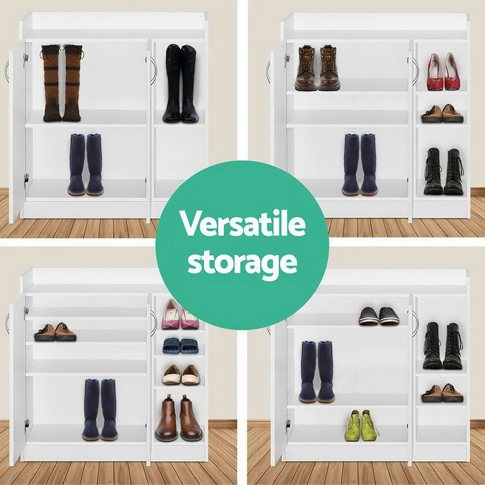 Artiss Shoe Rack Cabinet 21 Pairs Adjustable Shelves White Clair - Image 7