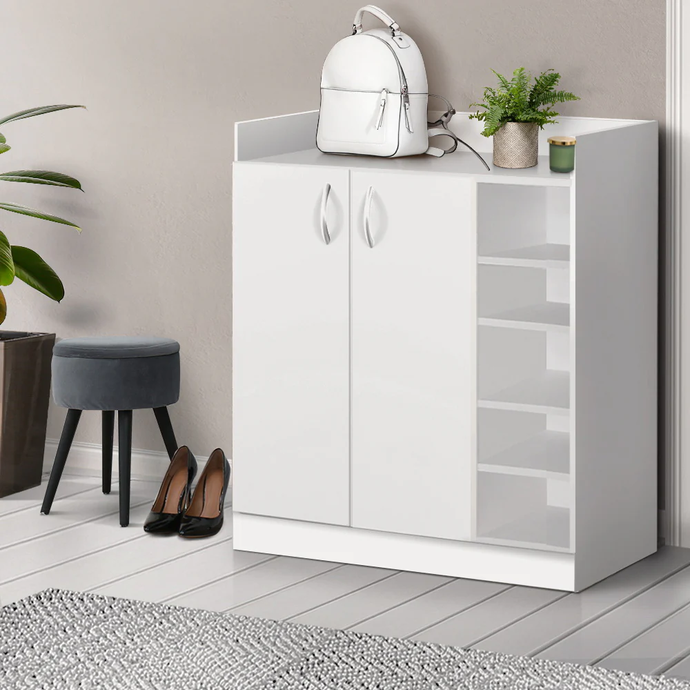 Artiss Shoe Rack Cabinet 21 Pairs Adjustable Shelves White Clair - Image 9