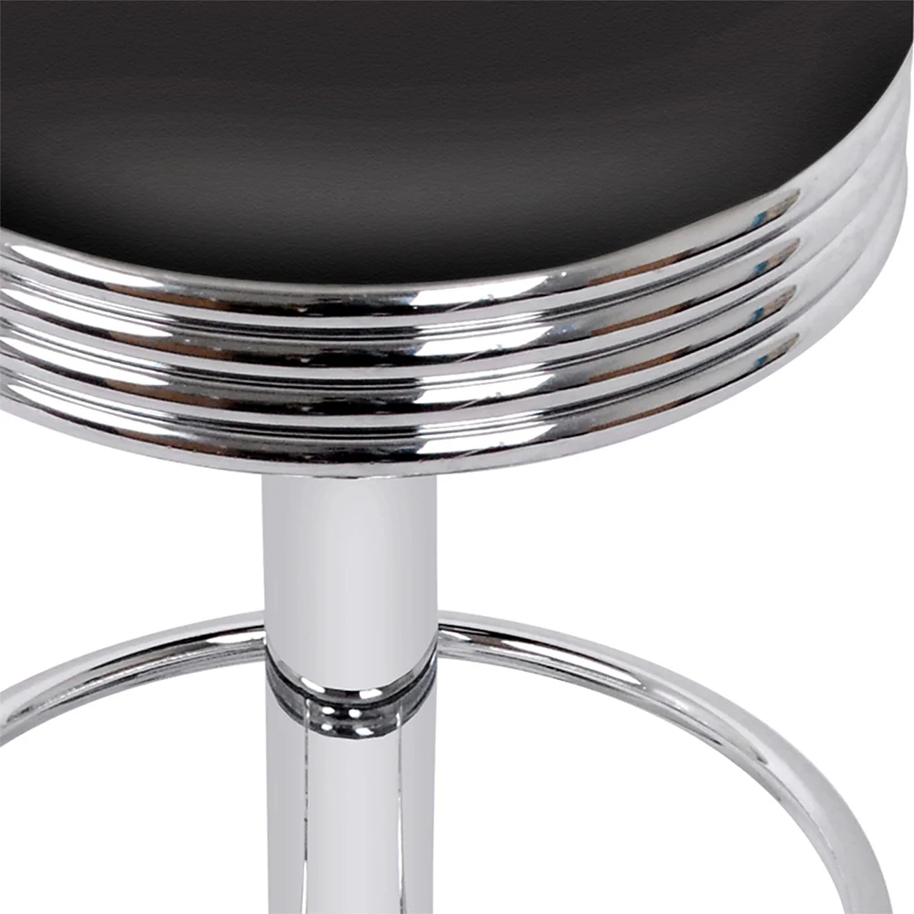 Artiss Set of 2 Backless PU Leather Bar Stools - Black and Chrome - Image 4