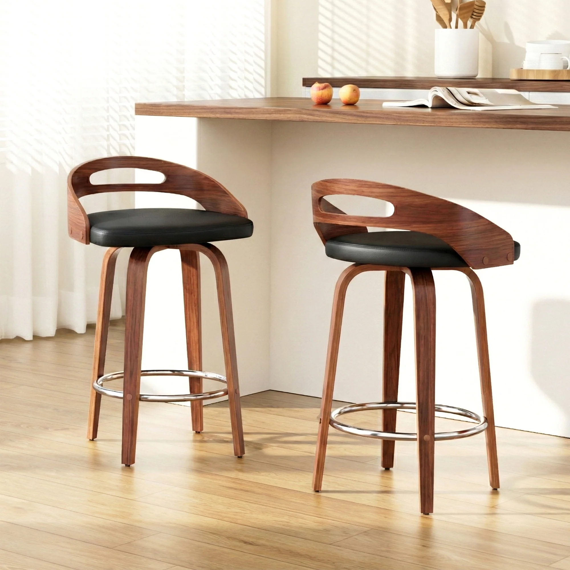 2x Artiss Bar Stools Swivel Dining Chairs Low Back