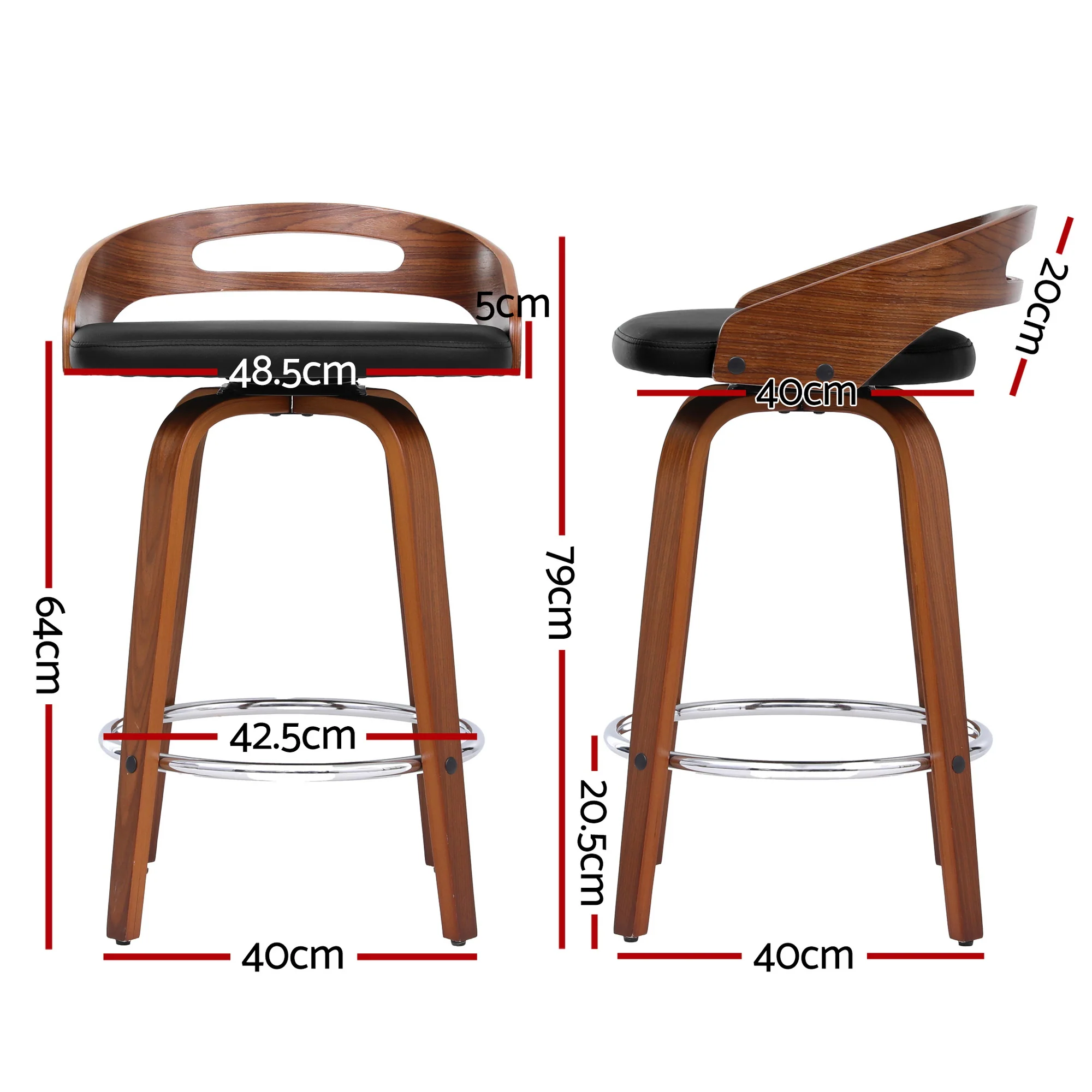 2x Artiss Bar Stools Swivel Dining Chairs Low Back - Image 3