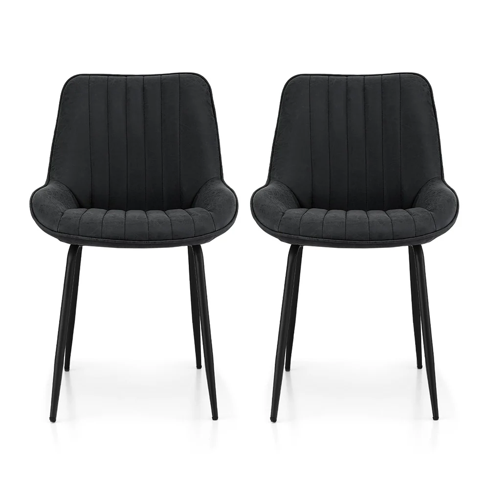 2x Artiss Dining Chairs Retro PU Leather Black