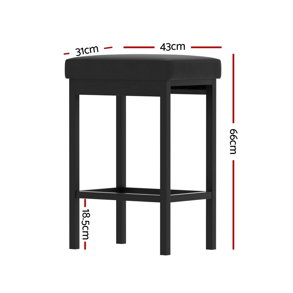 2x Artiss Metal Bar Stools PU Seat Dining Counter Chairs - Image 2