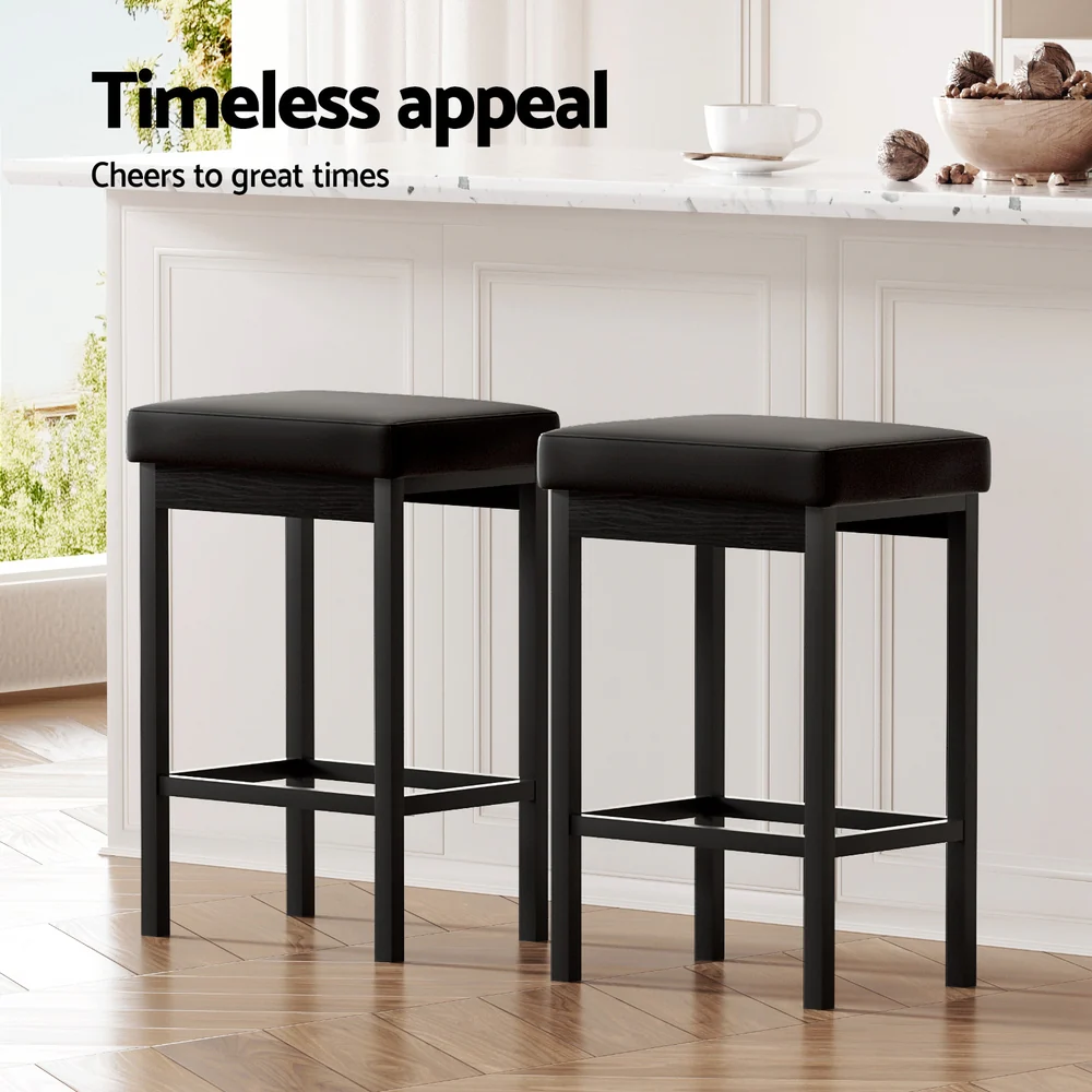 2x Artiss Metal Bar Stools PU Seat Dining Counter Chairs - Image 6