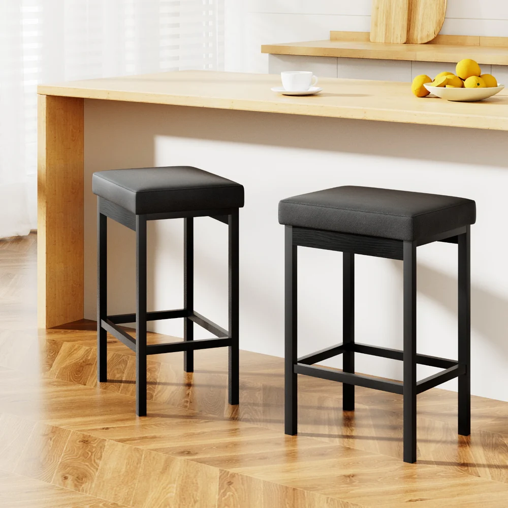 2x Artiss Metal Bar Stools PU Seat Dining Counter Chairs - Image 7