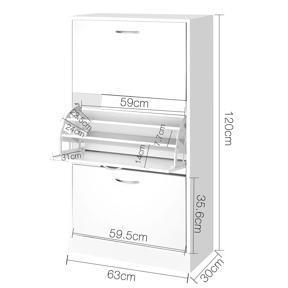 Artiss Shoe Rack Cabinet 36 Pairs Adjustable Shelves Ivy - Image 8
