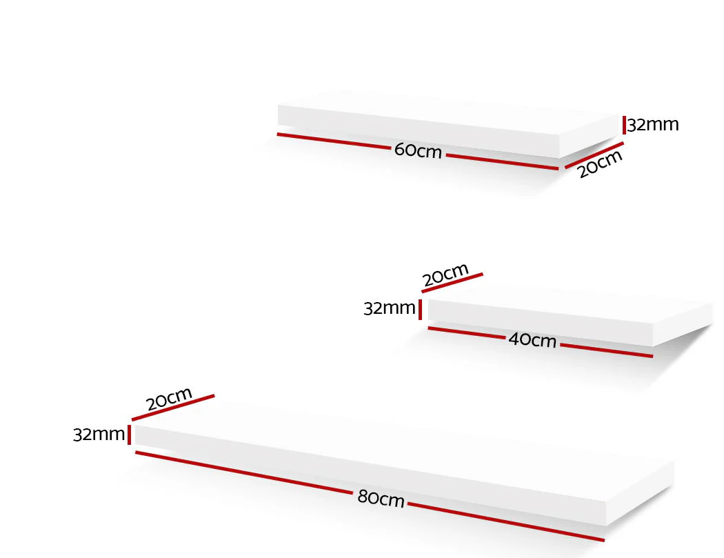 Artiss Floating Wall Shelf Set of 3 White - Image 7