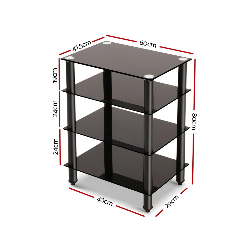 Artiss TV Stand 4 Tiers Storage Shelf Rack Tempered Glass Entertainment Unit - Image 3