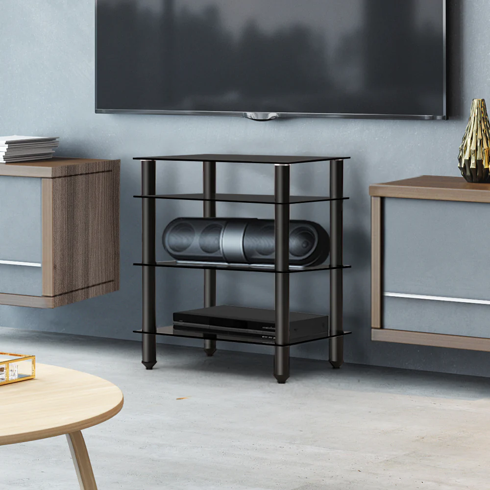 Artiss TV Stand 4 Tiers Storage Shelf Rack Tempered Glass Entertainment Unit - Image 8