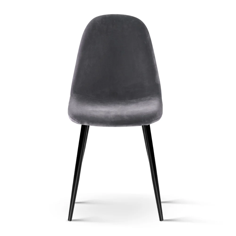 Artiss Dining Chairs Set of 4 Velvet Curved Slope Grey - Image 3