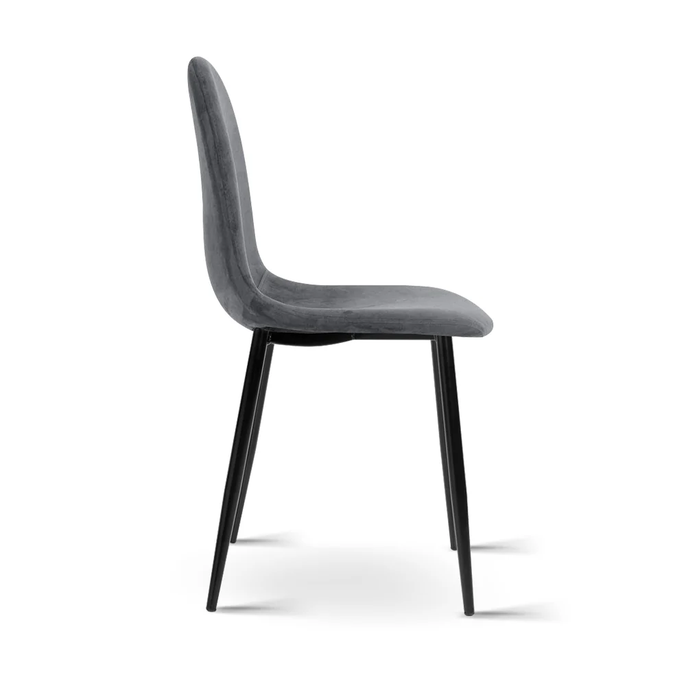 Artiss Dining Chairs Set of 4 Velvet Curved Slope Grey - Image 4
