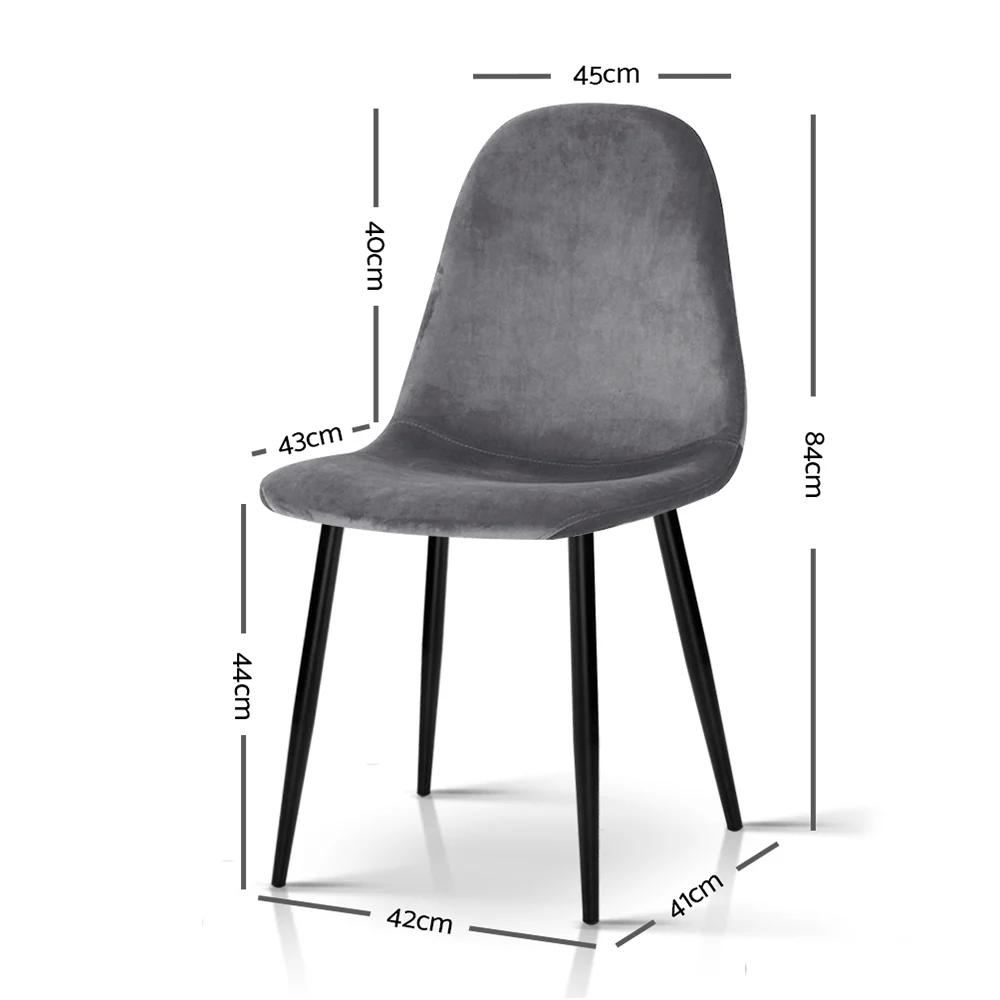 Artiss Dining Chairs Set of 4 Velvet Curved Slope Grey - Image 7