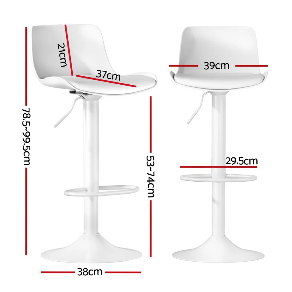 4x Artiss Bar Stools Kitchen Swivel Gas Lift Stool Leather Dining Chairs White - Image 3