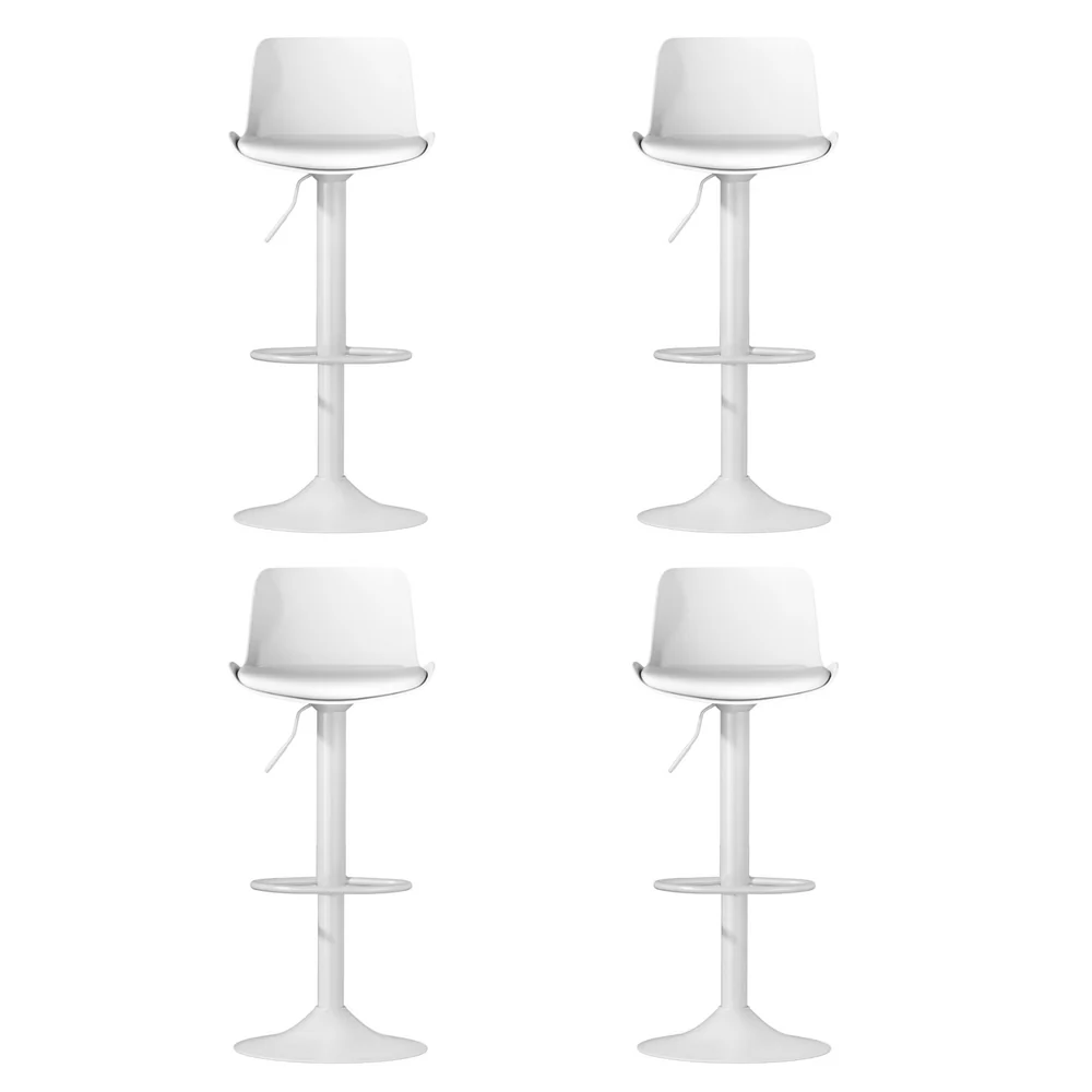 4x Artiss Bar Stools Kitchen Swivel Gas Lift Stool Leather Dining Chairs White - Image 4