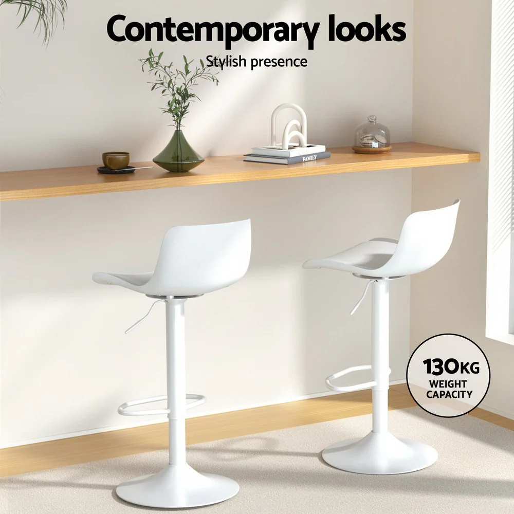 4x Artiss Bar Stools Kitchen Swivel Gas Lift Stool Leather Dining Chairs White - Image 5
