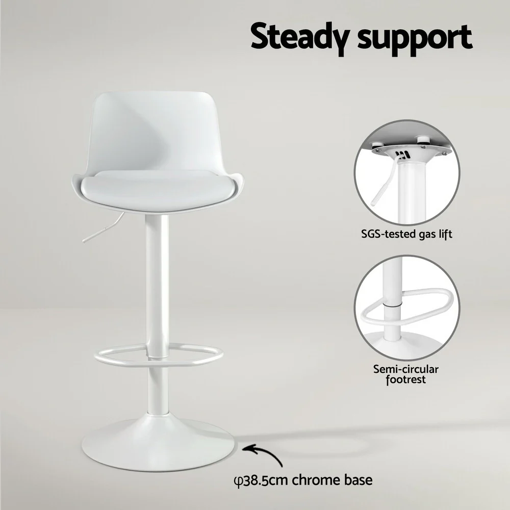 4x Artiss Bar Stools Kitchen Swivel Gas Lift Stool Leather Dining Chairs White - Image 6
