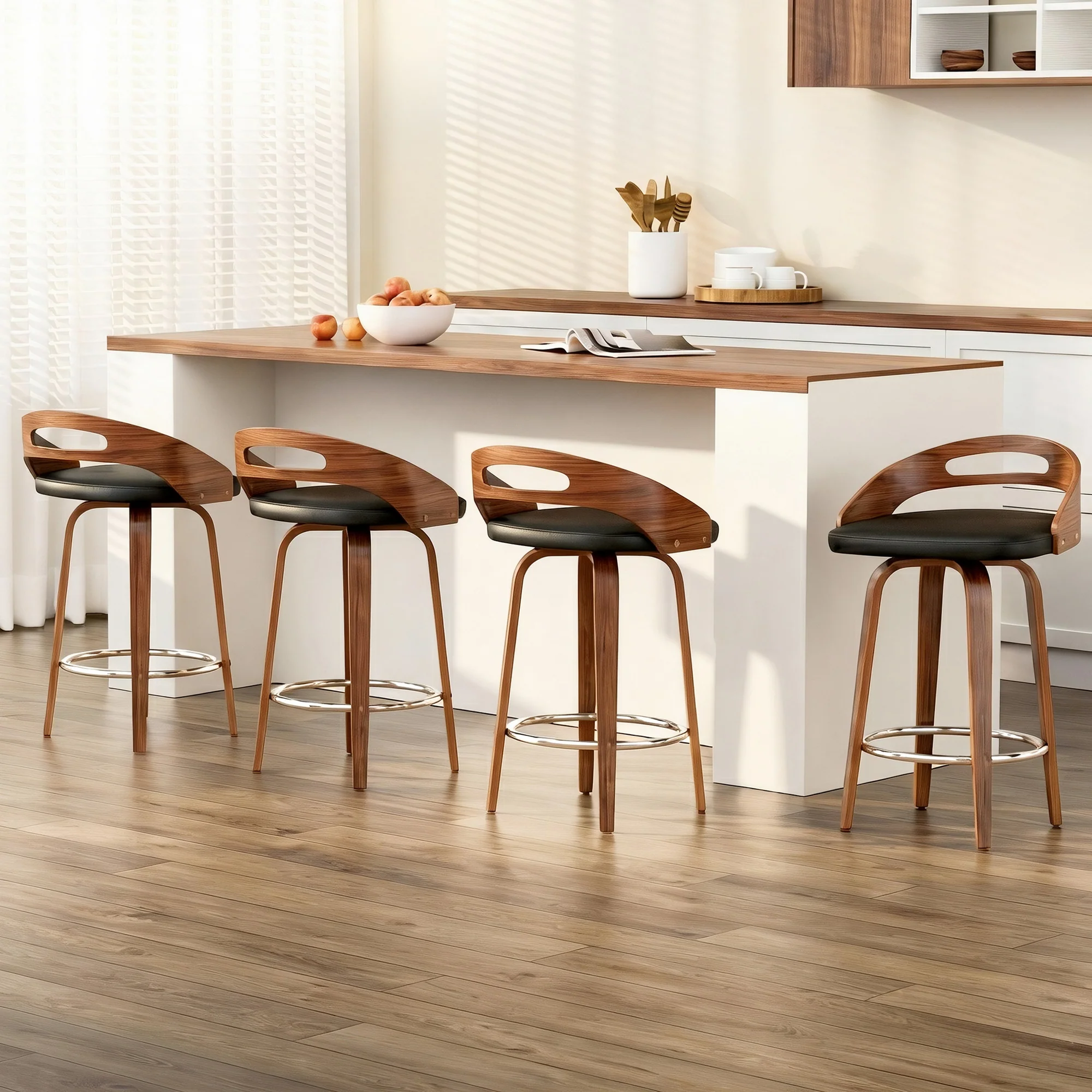 4x Artiss Bar Stools Swivel Dining Chairs Low Back