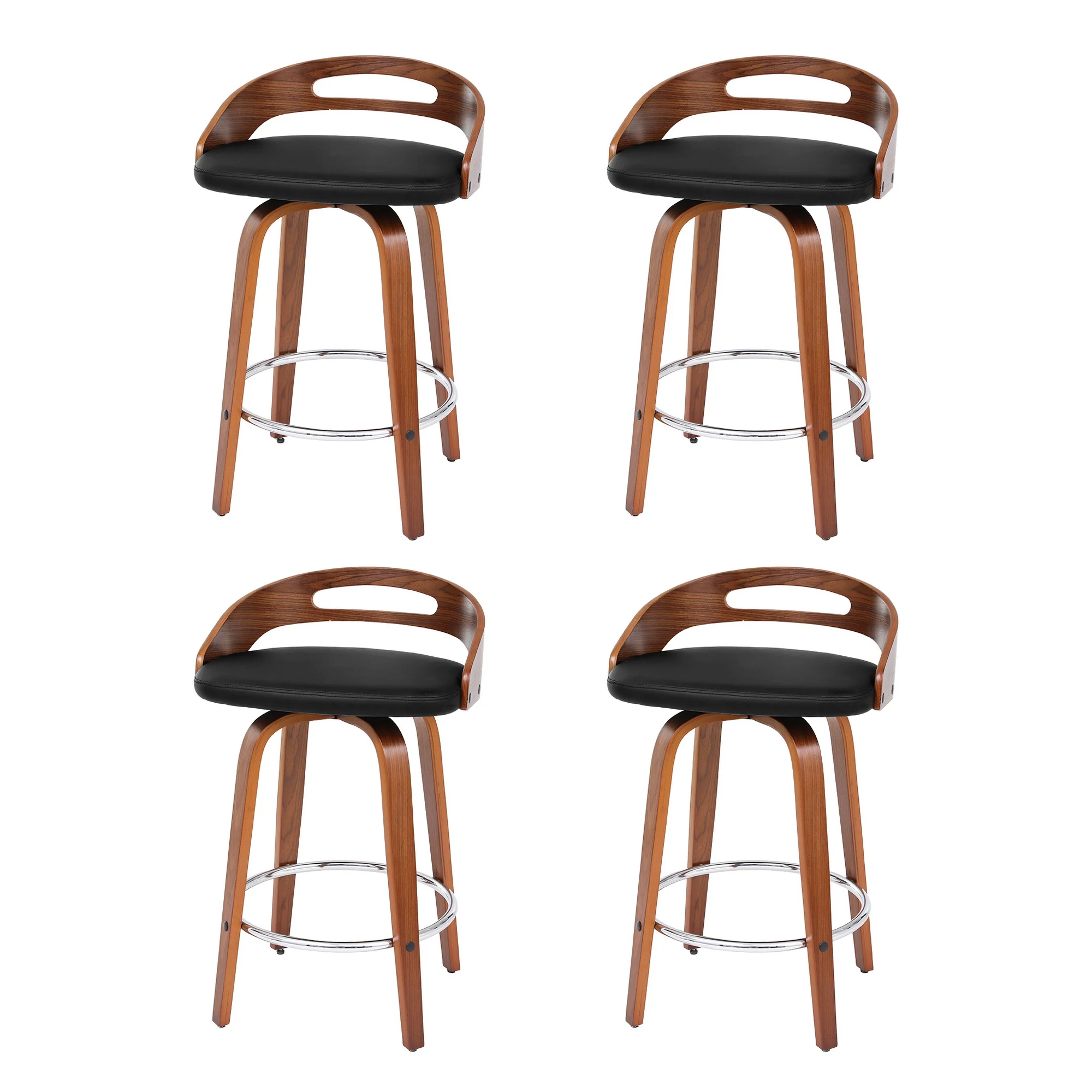 4x Artiss Bar Stools Swivel Dining Chairs Low Back - Image 2
